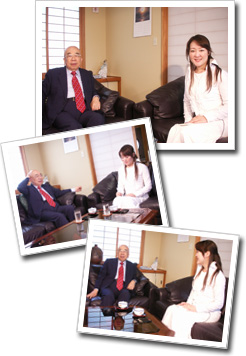船井幸雄会長と尾崎友俐の対談風景
